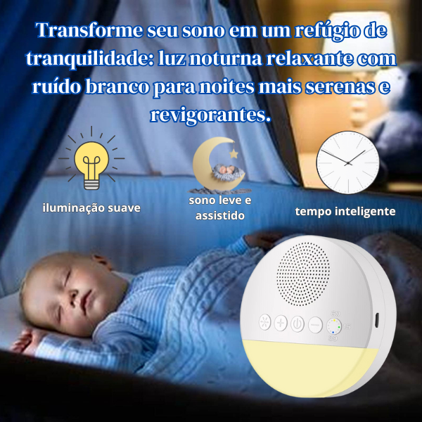 Aparelho de ruído branco Calmante do Sono Bebê e Relaxamento USB Recarregável luz noturna