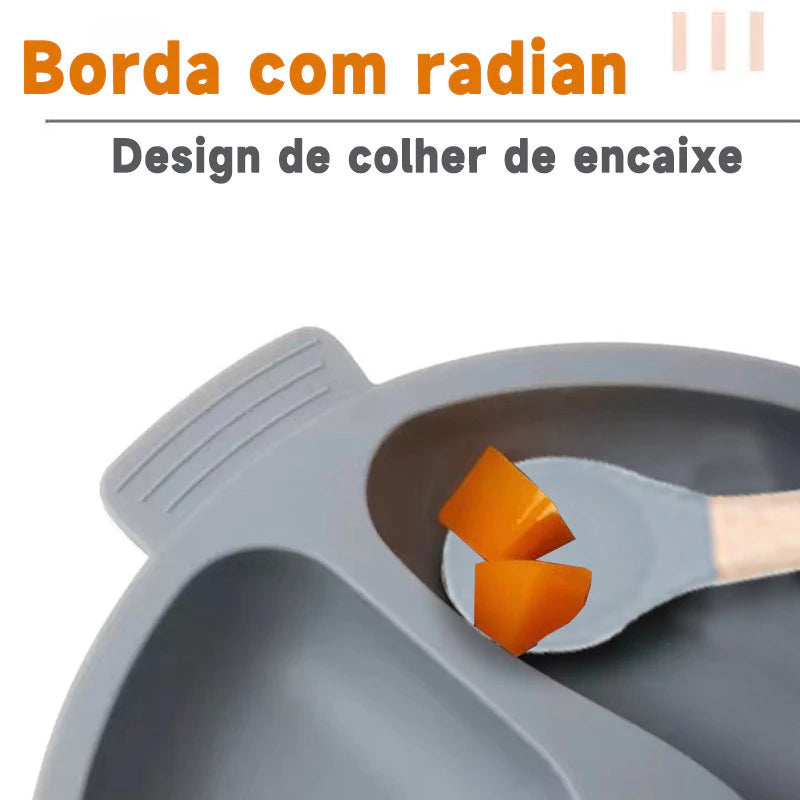 Talheres para bebê silicone 6/8 Peças - kit Talheres Infantil Com Ventosa Canudo Colher Babador Garfo